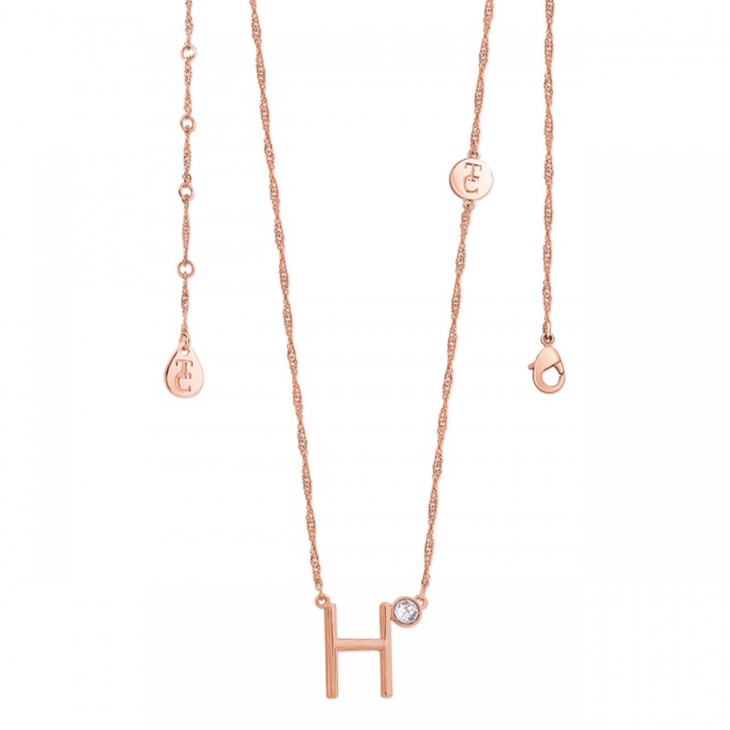 Tipperary Crystal Letter 'H' Pendant Rose Gold